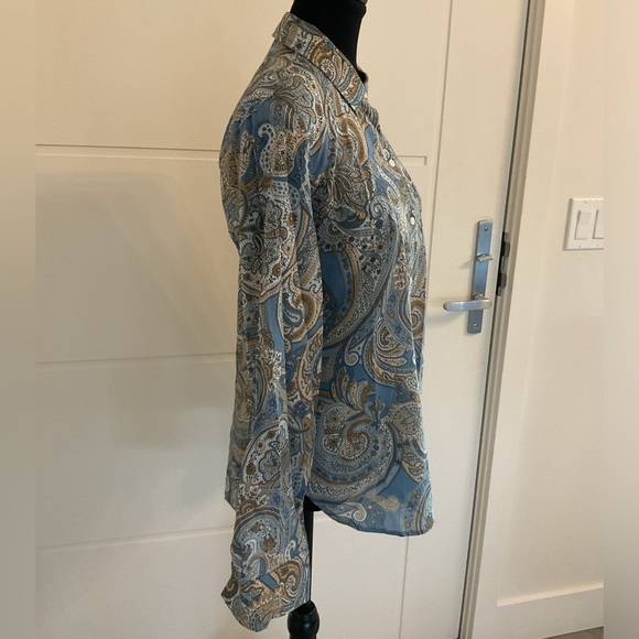 Tommy Hilfiger Blue and brown Paisley, cotton button-down shirt - Picture 3 of 8